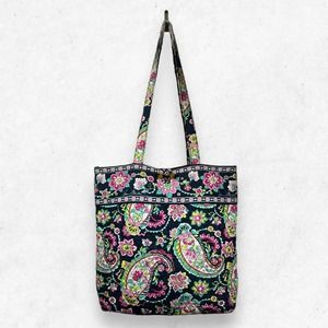 Vera Bradley Navy/Pink‎ Open Tote Bag "Petal Paisley" Pattern DAMAGED Handle